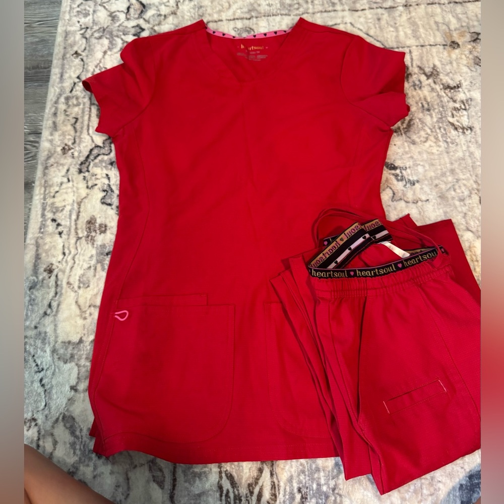 HeartSoul Bright Red Scrub Set